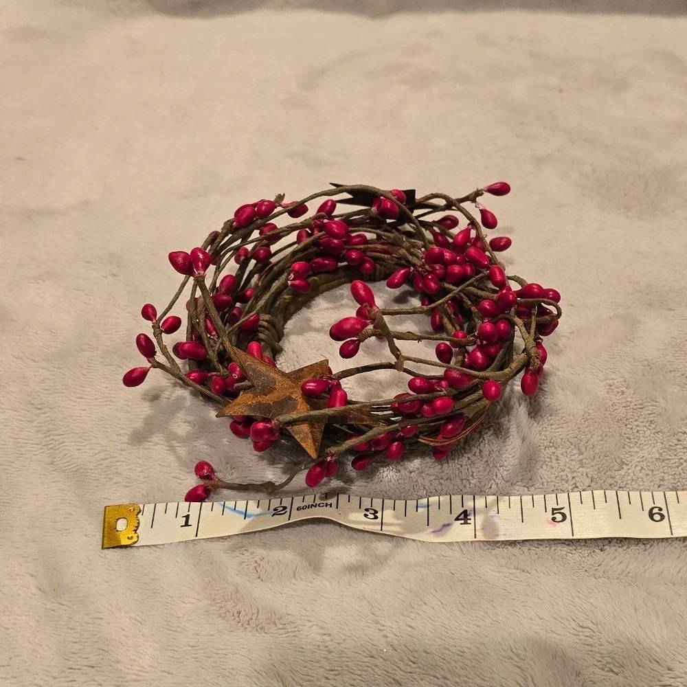 Small Rustic Berry Candle Ring Wreath‎ Twig Star Farmhouse Primitive Decor